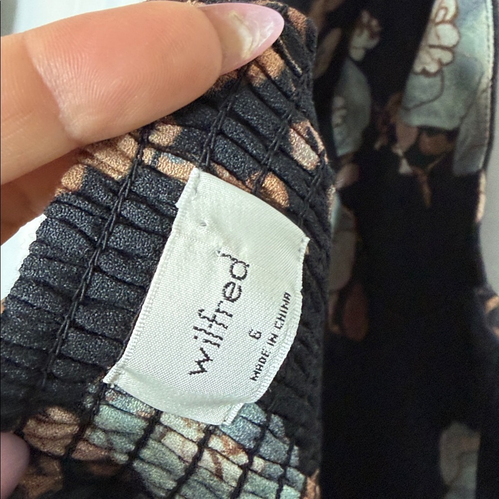 Aritzia Wilfred US6 Novella Black Floral Long Sleeve Mini Dress - Picture 6 of 8